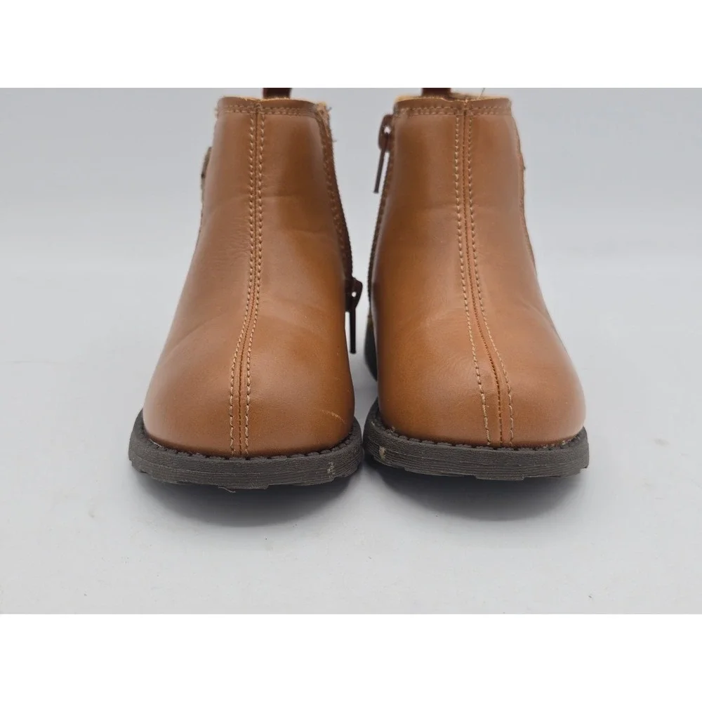 Carter's Toddler Girl Size 7 Lena Ankle Boots Tan Side Zip Up‎ Heart Buckle